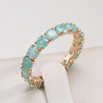 New Round Cut AAA Emerald Zircon Ring for Women Luxury 14K Rolled Rose Gold Promise Ring - Fine Jewellery